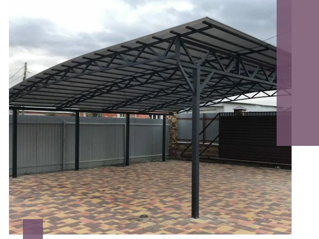 Металлические навесы под ключ в Спасске-Дальнем — изготовление и монтаж