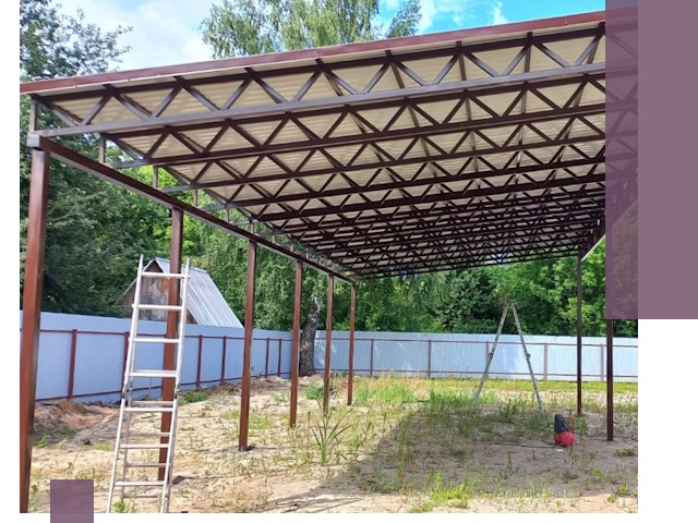 Односкатные навесы под ключ в Спасске-Дальнем — изготовление и монтаж