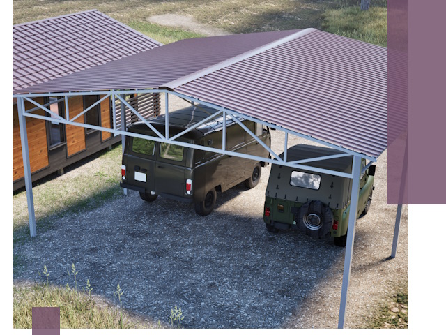 Двускатные навесы под ключ в Спасске-Дальнем — изготовление и монтаж